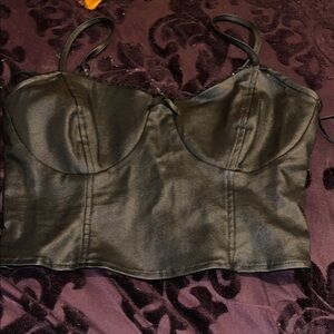 Satin Bustier Crop Top in Black - Women